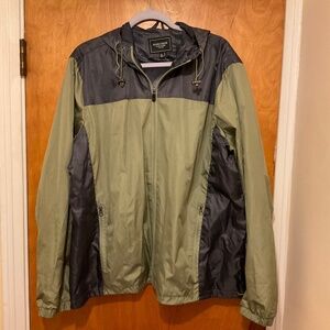 Bass Creek Lightweight Hooded Rain Jacket Army Green Dark Gray Sz XL Mesh Lined